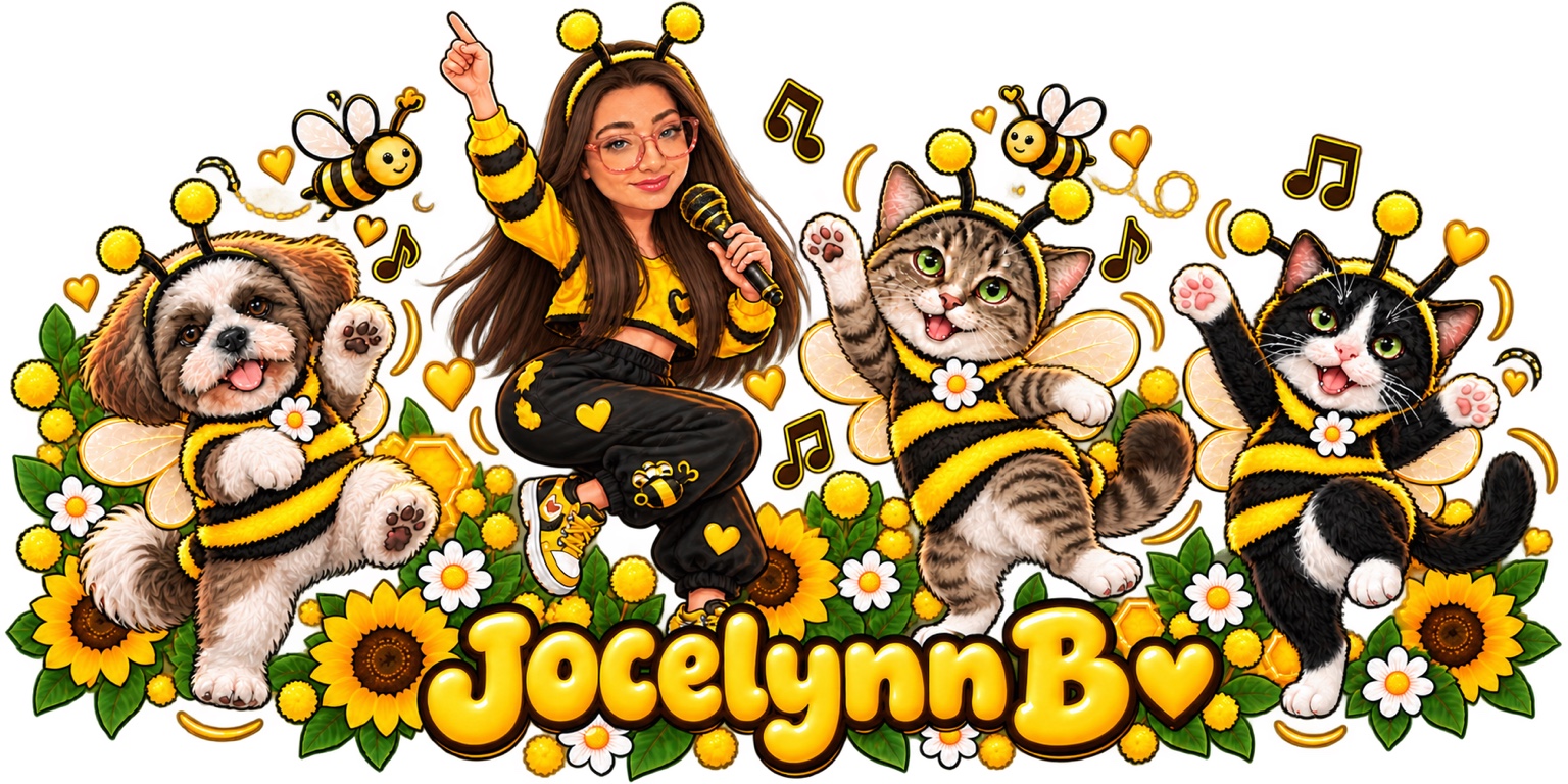 Jocelynn B met Bono, Luna en Mila in bijenoutfits